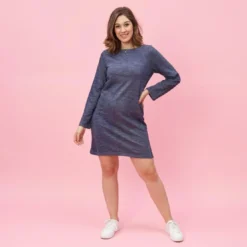 3 SUISSESRobe courte cintrée manches longues femme - Bleu