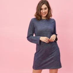 3 SUISSESRobe courte cintrée manches longues femme - Bleu