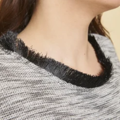 3 SUISSESRobe courte manches aux coudes avec franges femme 3 SUISSES COLLECTION gris en coton