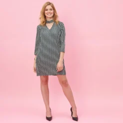 3 SUISSESRobe courte manches 3/4 imprimée femme - Imprimé Vert
