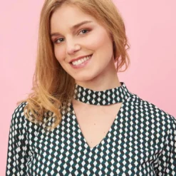 3 SUISSESRobe courte manches 3/4 imprimée femme - Imprimé Vert