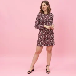3 SUISSESRobe courte manches longues volants femme - Rouge