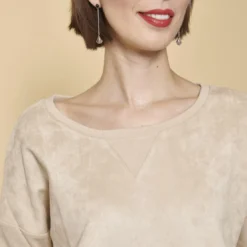 3 SUISSESRobe courte manches longues bi-matière femme 3 SUISSES COLLECTION beige