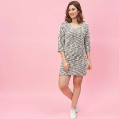3 SUISSESRobe courte manches 3/4 raglan cintrée femme - Gris