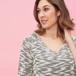 3 SUISSESRobe courte manches 3/4 raglan cintrée femme - Gris
