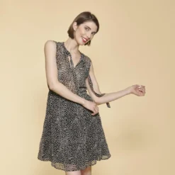 3 SUISSESRobe courte sans manche à pois femme - Pois Blanc noir