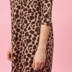 3 SUISSESRobe imprimée asymétrique manches 3/4 femme - Marron