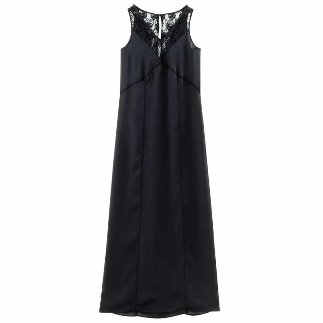 3 SUISSESRobe longue sans manches dentelle et galon ajouré femme - Noir
