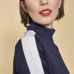 3 SUISSESRobe manches longues bandes contrastées femme - Bleu
