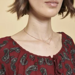 3 SUISSESRobe-tunique col caftan avec dentelle manches 3/4 élastiquées femme - Grenat violet