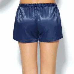 3 SUISSESShort en satin taille élastique et cordon femme - Noir - Bleu