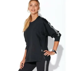 3 SUISSESSweat fitness manches longues zips devant femme - Noir en coton