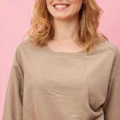 3 SUISSESSweat manches longues coutures femme - Vert marron clair en viscose