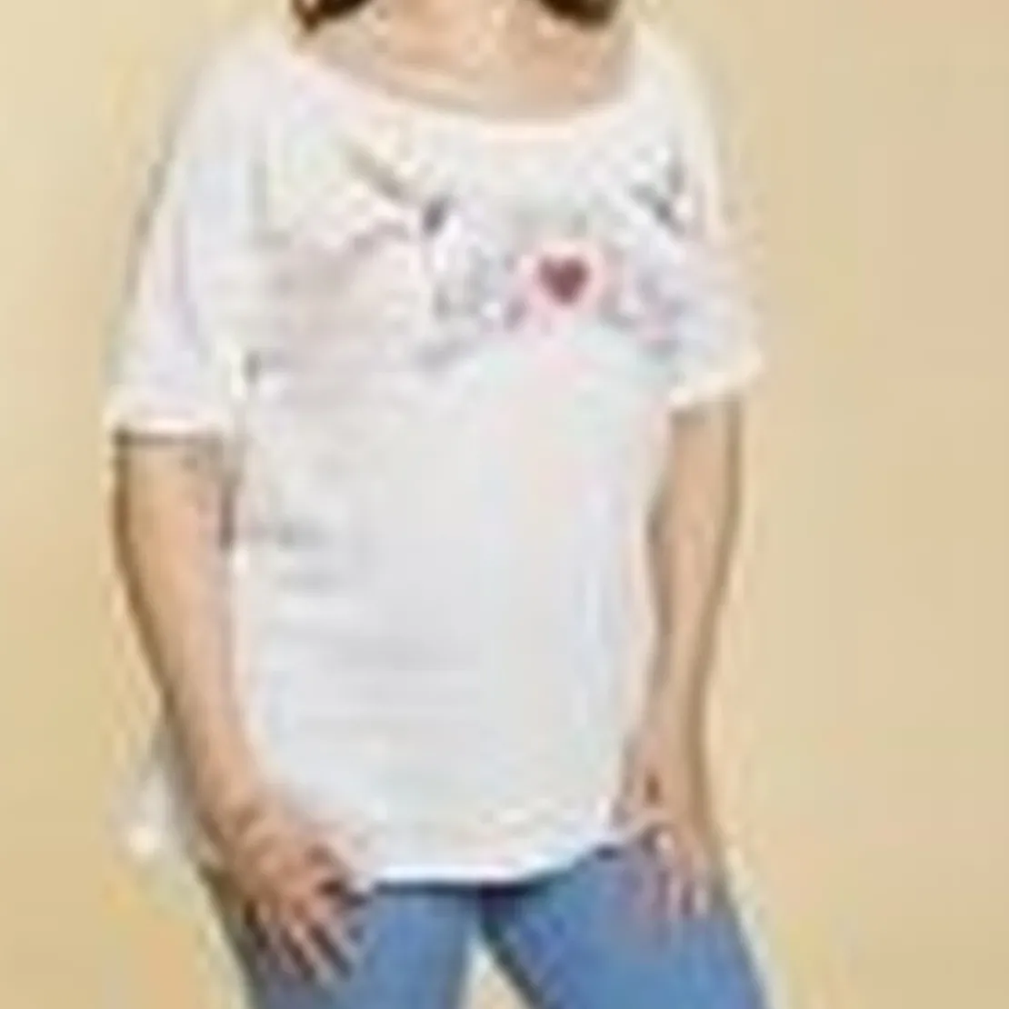 3 SUISSESTee-shirt col rond manches aux coudes broderie devant grandes tailles femme - écru blanc en coton