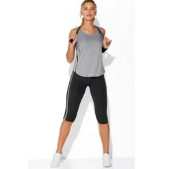 3 SUISSESTee-shirt fitness sans manches élastiques latéraux femme - gris chiné