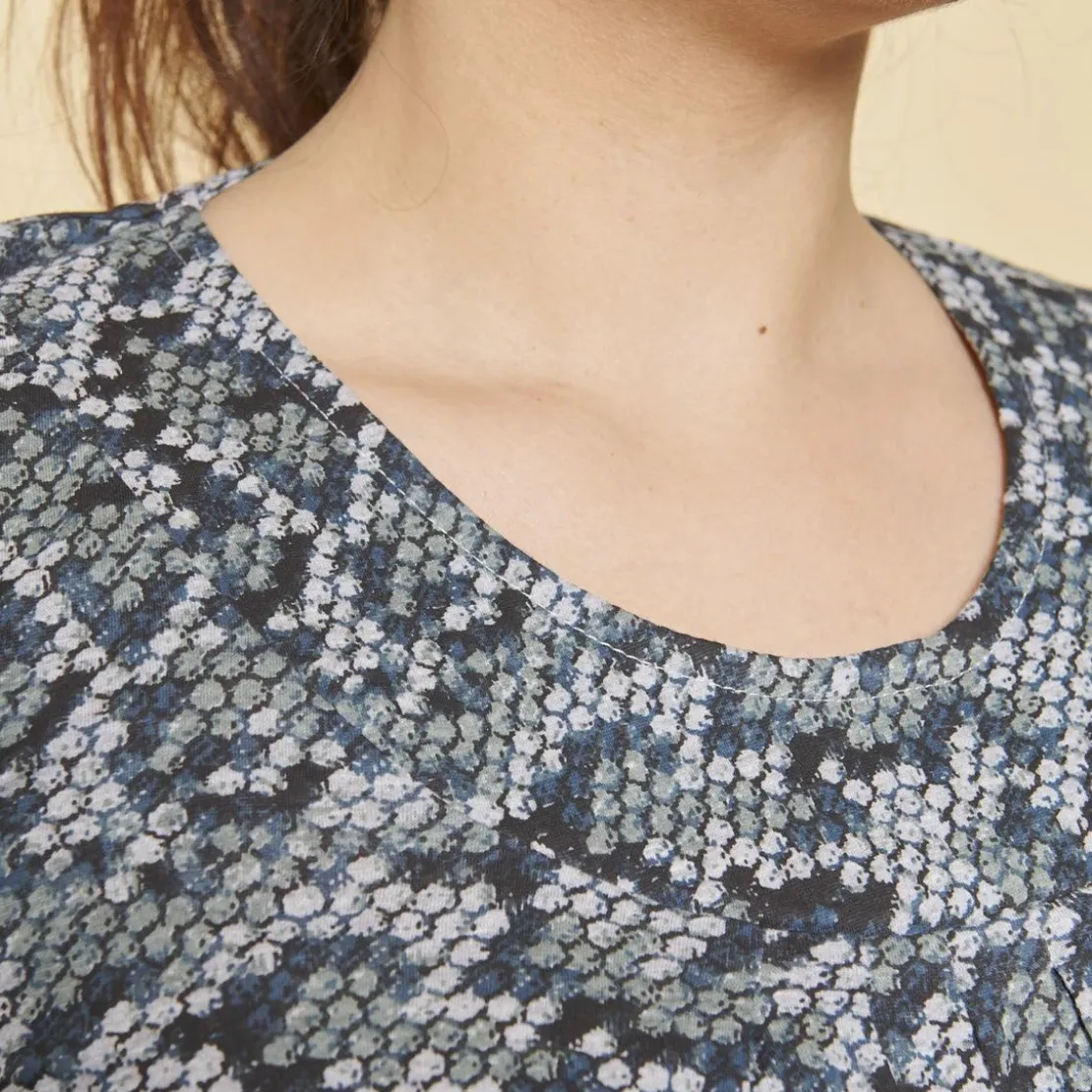 3 SUISSESTee-shirt imprimé col rond plissé manches 3/4 femme - Imprimé Gris