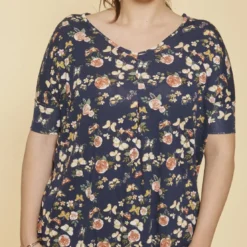 3 SUISSESTee-shirt imprimé manches 3/4 kimono femme - Imprimé Bleu Marine