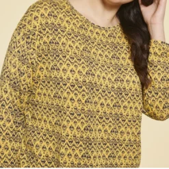 3 SUISSESTee-shirt imprimé manches longues femme - Bleu - Jaune multicolore