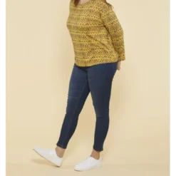 3 SUISSESTee-shirt imprimé manches longues femme - Bleu - Jaune multicolore