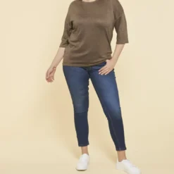 3 SUISSESTee-shirt maille ajourée manches 3/4 femme - kaki foncé