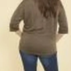3 SUISSESTee-shirt maille ajourée manches 3/4 femme - kaki foncé