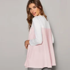 3 SUISSESTee-shirt manches 3/4 bas arrondi contrasté femme - Blanc en coton