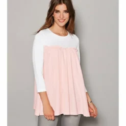 3 SUISSESTee-shirt manches 3/4 bas arrondi contrasté femme - Blanc en coton
