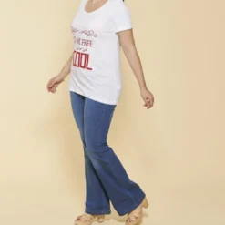 3 SUISSESTee-shirt manches courtes imprimé et franges femme - Blanc en coton