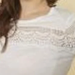 3 SUISSESTee-shirt manches 3/4 volantées et guipure grandes tailles femme - écru blanc en coton