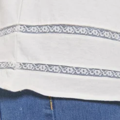 3 SUISSESTee-shirt plis manches longues dentelle femme - écru blanc en coton