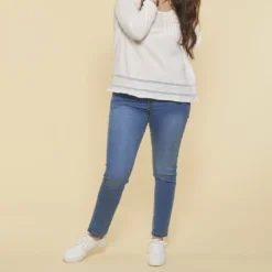 3 SUISSESTee-shirt plis manches longues dentelle femme - écru blanc en coton