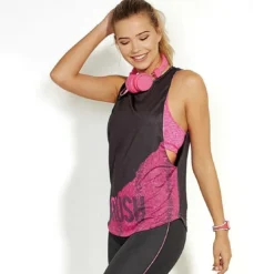 3 SUISSESTee-shirt sans manches bas imprimé femme - Noir en coton