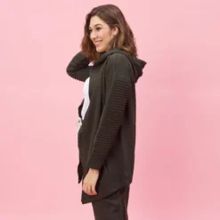 3 SUISSESVeste à capuche manches longues bas en pointes devant grandes tailles femme - Vert Foncé