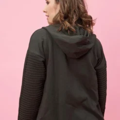 3 SUISSESVeste à capuche manches longues bas en pointes devant grandes tailles femme - Vert Foncé