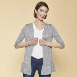 3 SUISSESVeste manches longues bas volanté femme - gris chiné