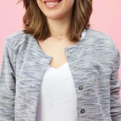 3 SUISSESVeste molleton à pressions manches longues femme - Bleu gris