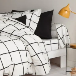 3S. x CollectionDrap-housse coton - PIASTRELLA - Noir/Blanc