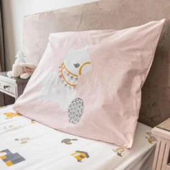3S. x CollectionDrap-housse coton LAMA - blanc