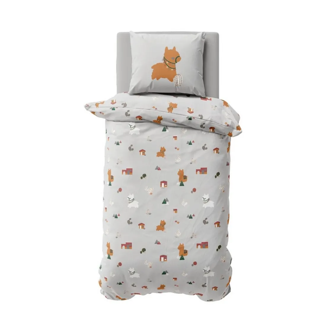 3S. x CollectionDrap-housse coton LAMA - Gris clair