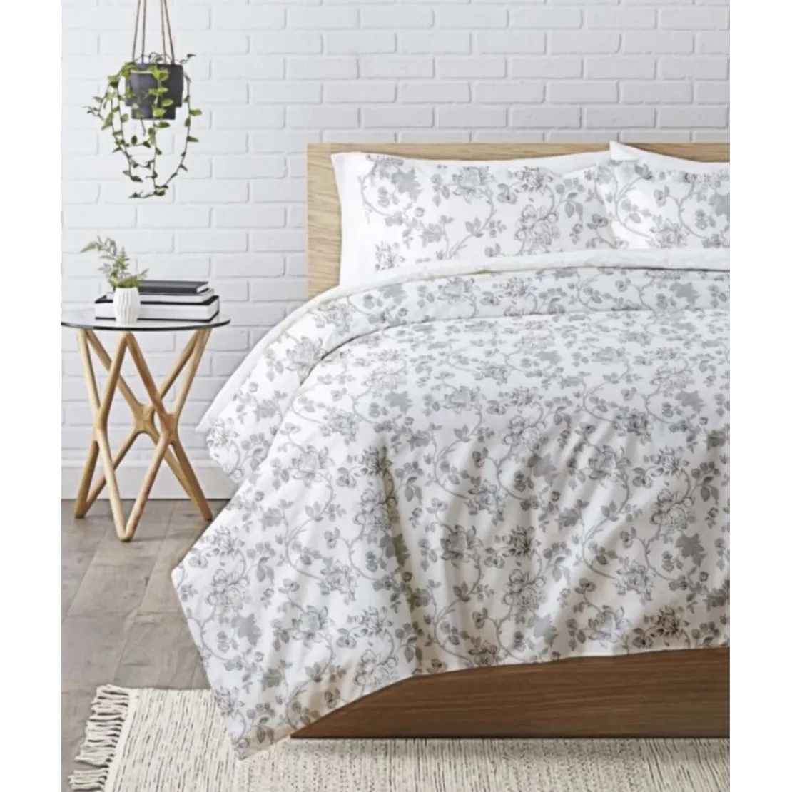 3S. x CollectionDrap-housse coton - TREE LIFE - Blanc / Gris