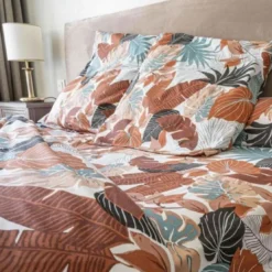 3S. x CollectionDrap-housse coton - JUNGLY BIS - Terracotta/ Bleu