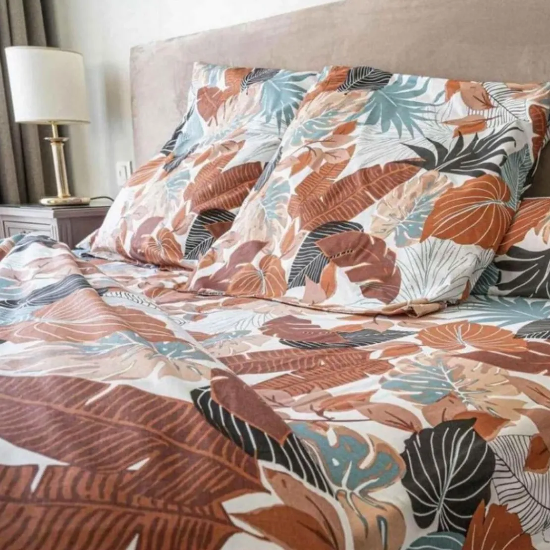 3S. x CollectionDrap-housse coton - JUNGLY BIS - Terracotta/ Bleu