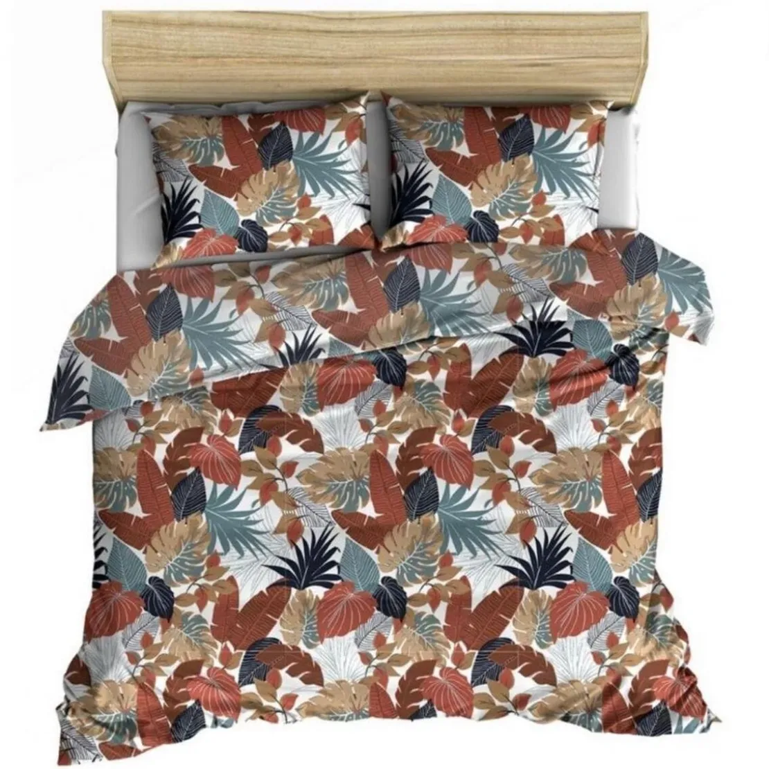 3S. x CollectionDrap-housse coton - JUNGLY BIS - Terracotta/ Bleu