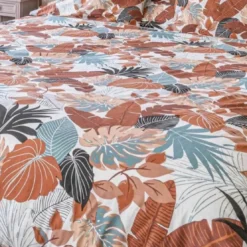 3S. x CollectionDrap-housse coton - JUNGLY BIS - Terracotta/ Bleu