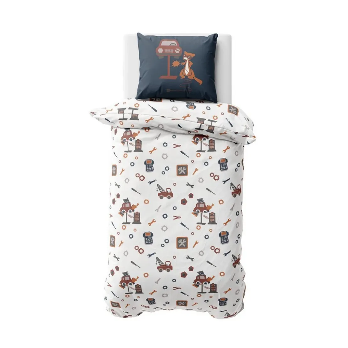 3S. x CollectionDrap-housse en coton bleu - MECANO