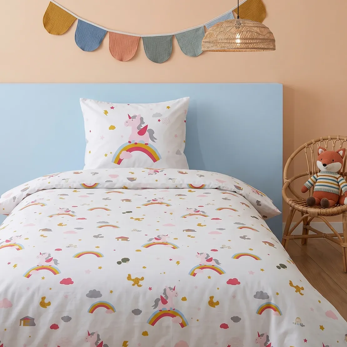 3S. x CollectionDrap-housse en coton uni - LICORNE - Rose