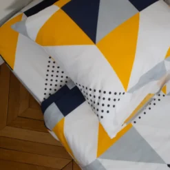 3S. x CollectionDrap-housse en coton - TRIGONE - Bleu