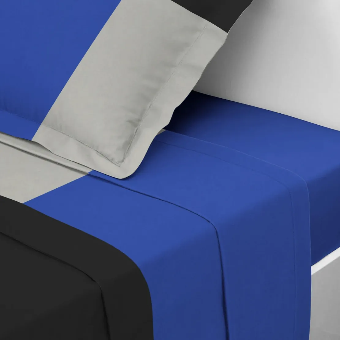 3S. x CollectionDrap plat en coton - TRIO - Bleu Majorelle
