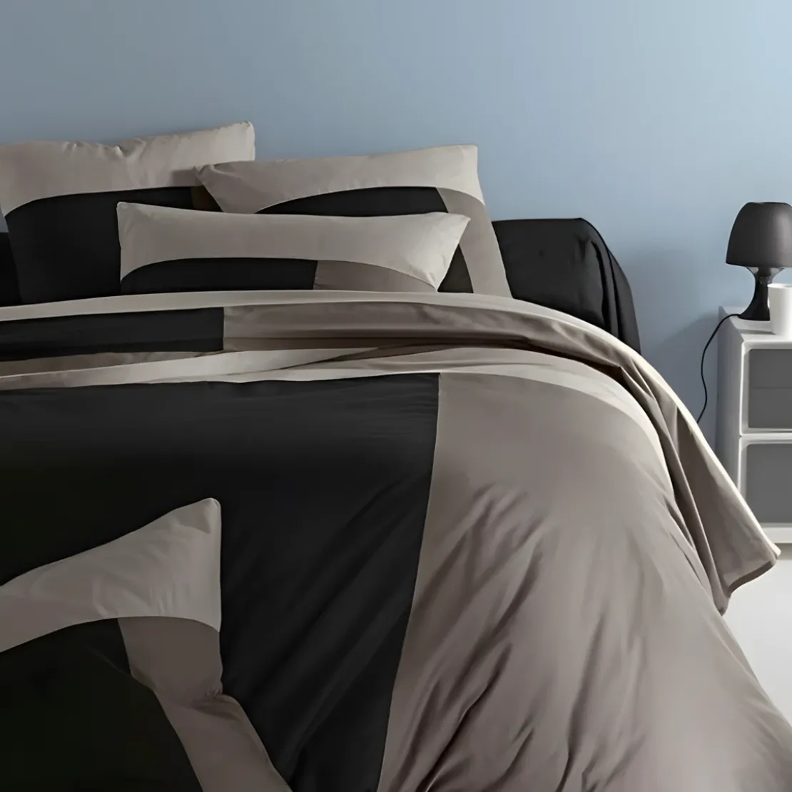 3S. x CollectionDrap plat en coton - TRIO - Noir