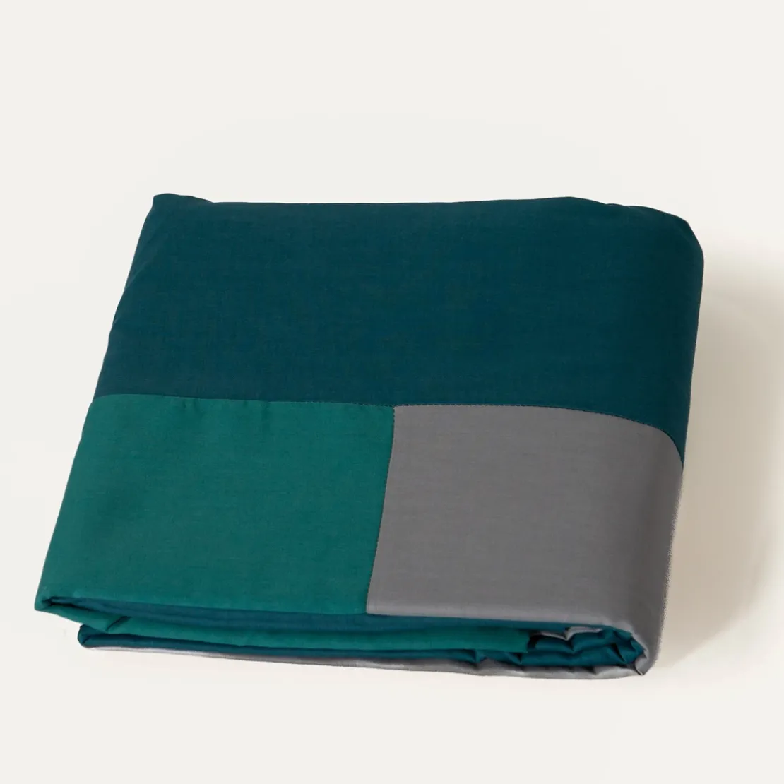 3S. x CollectionHousse de couette en coton - TRIO - Bleu Canard / Gris